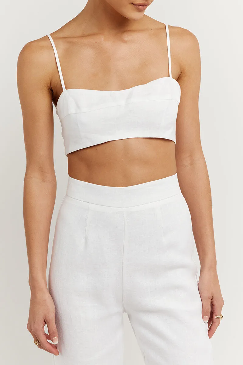 AISLE WHITE LINEN FLARE PANT