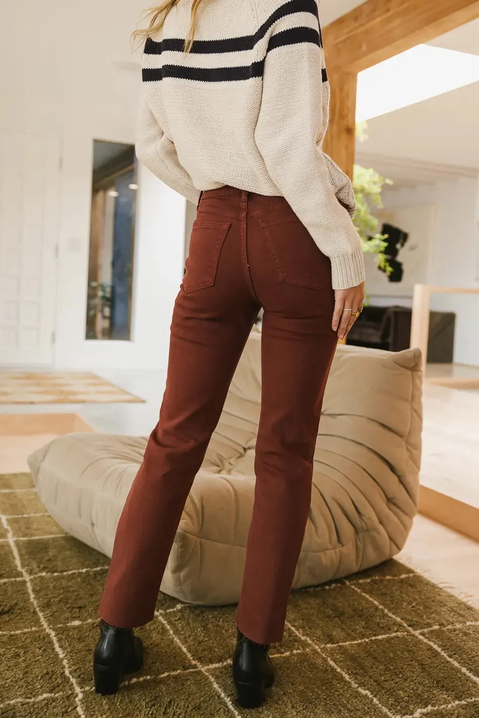 Amara Straight Leg Jeans in Burgundy - FINAL SALE