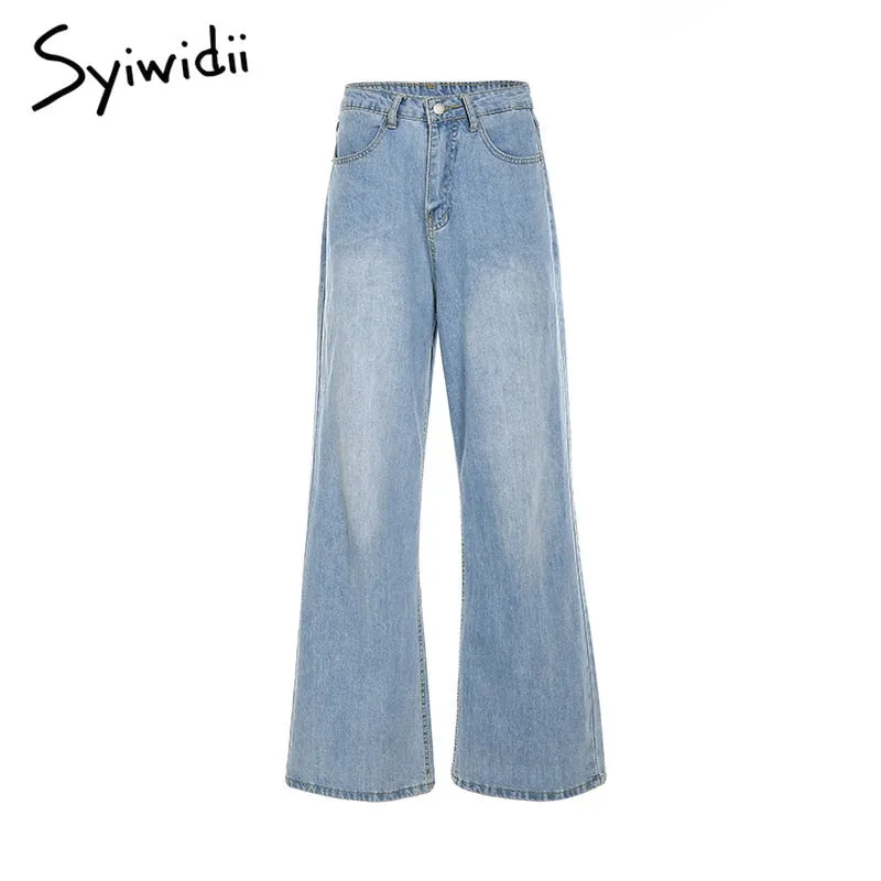 Back to College Joskaa Wide Leg Baggy Jeans for Women High Waisted Mom Clothes Vintage Streetwear Trousers Full Length Denim Pants 2024 Summer