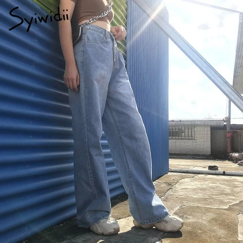Back to College Joskaa Wide Leg Baggy Jeans for Women High Waisted Mom Clothes Vintage Streetwear Trousers Full Length Denim Pants 2024 Summer