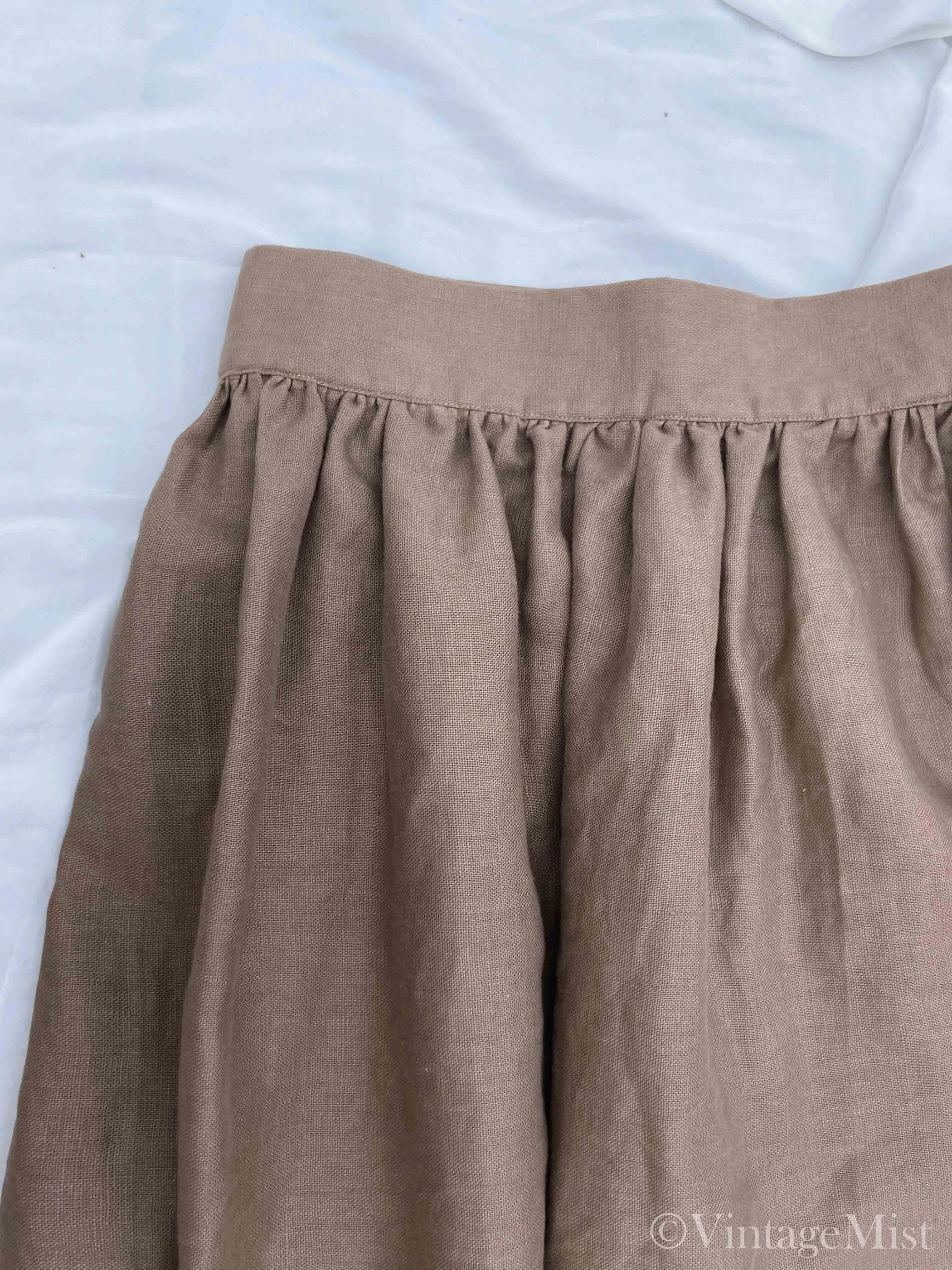 Basic A-line Linen Midi Skirt