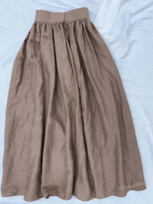 Basic A-line Linen Midi Skirt