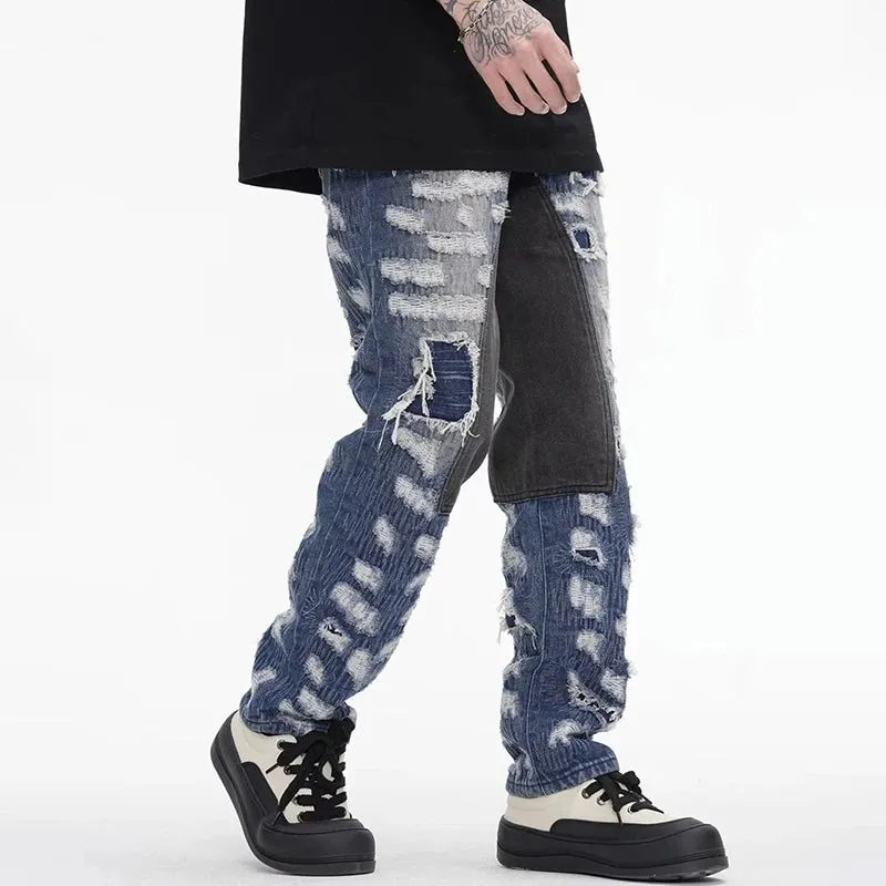 Blue Denim Ripped Hole Jeans