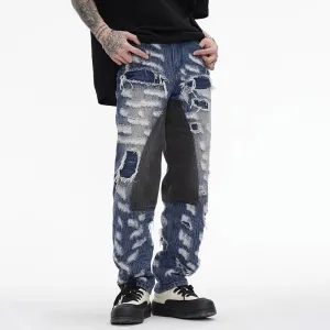 Blue Denim Ripped Hole Jeans