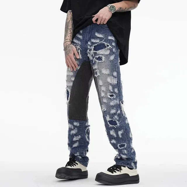 Blue Denim Ripped Hole Jeans