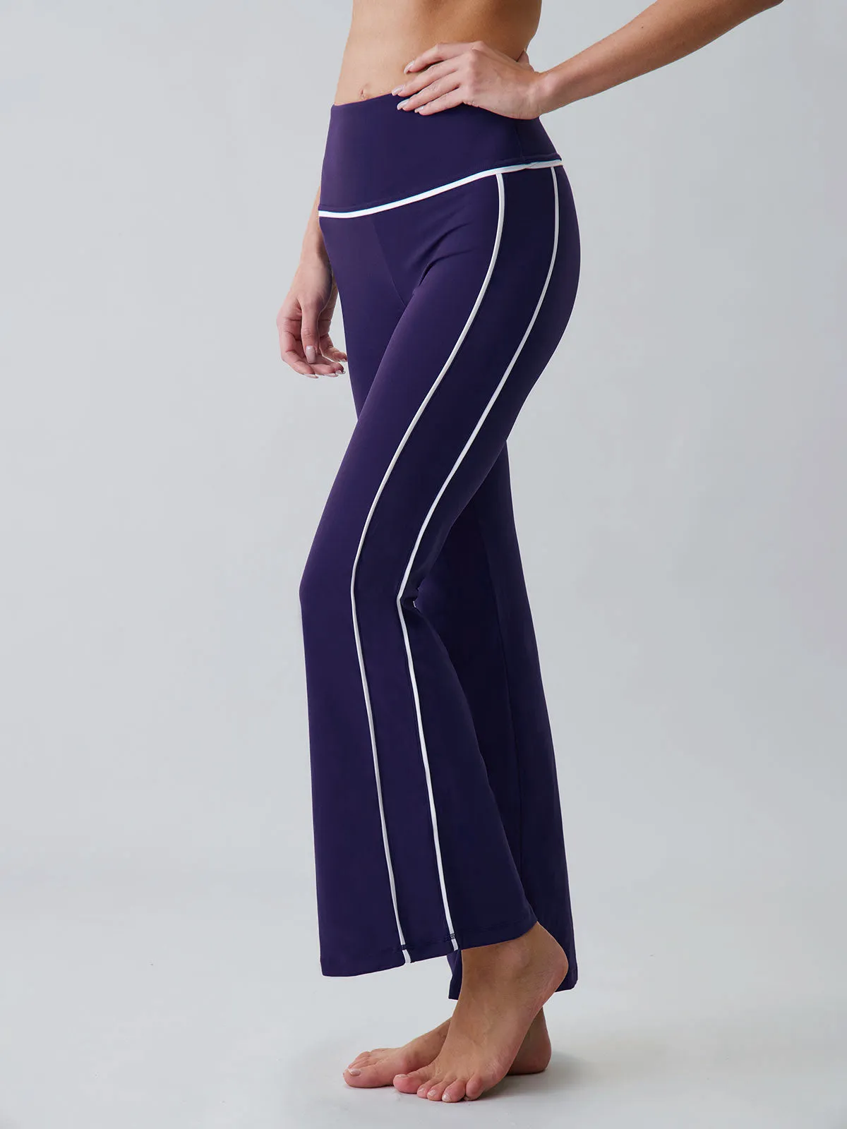 Blue Striped Flare Workout Leggings