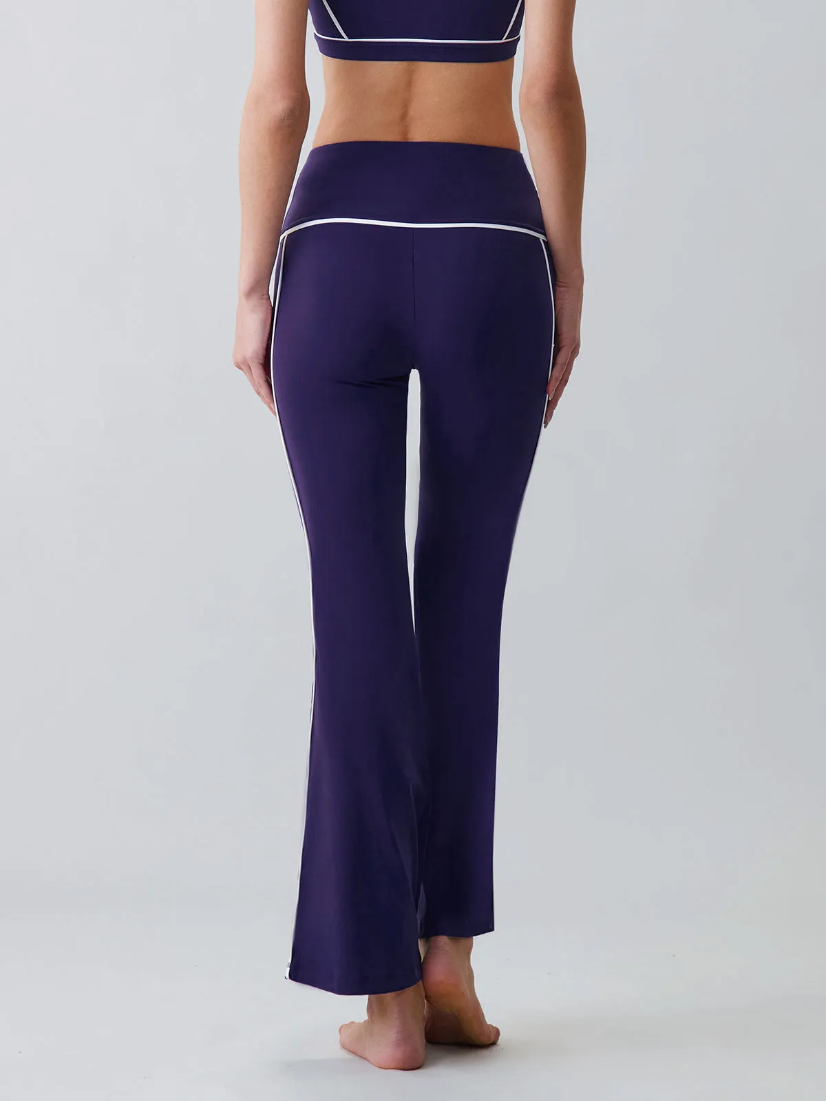 Blue Striped Flare Workout Leggings