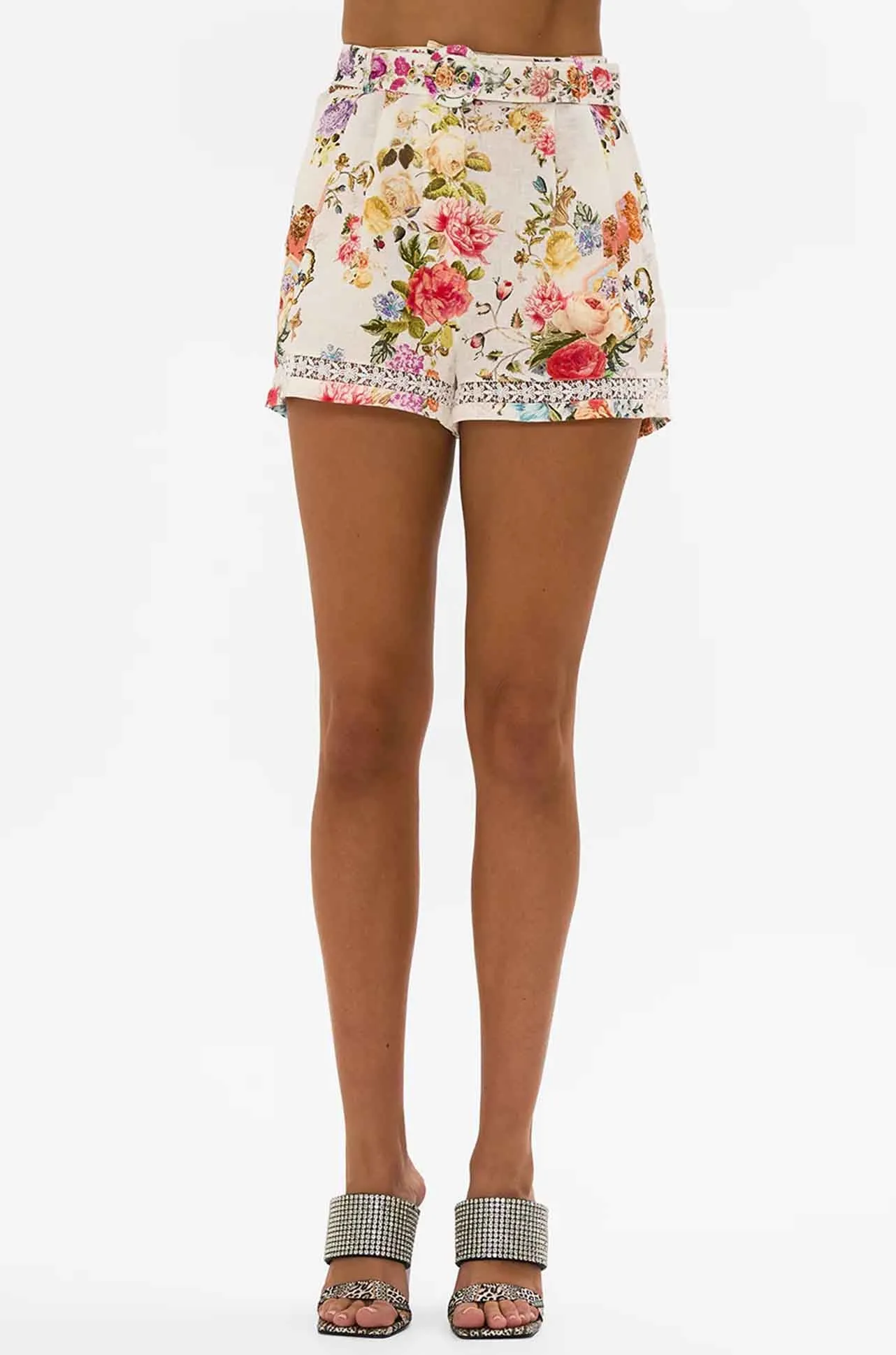 Camilla - Sew Yesterday High Waisted Shorts w/ Lace Insert