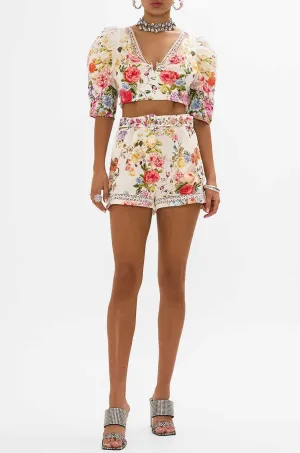 Camilla - Sew Yesterday High Waisted Shorts w/ Lace Insert