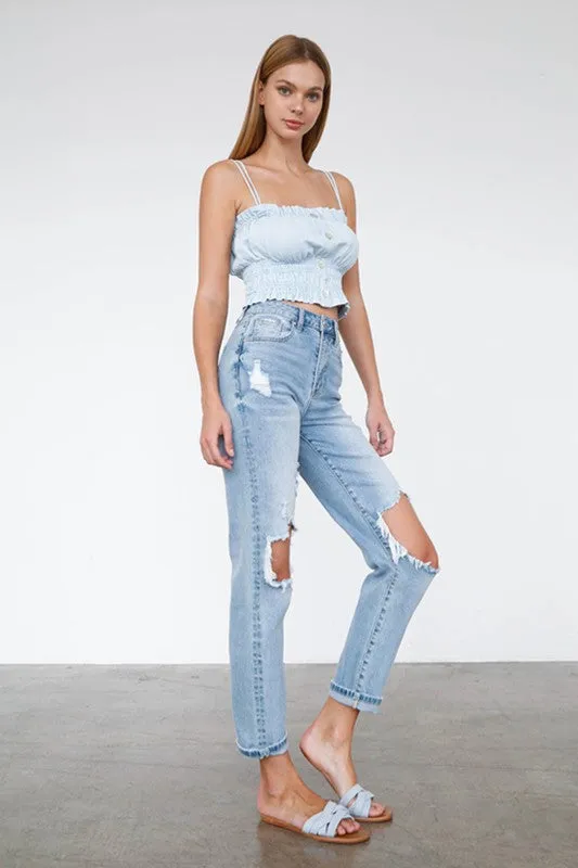 Carson High Waist Destroyed Knee Mom Jeans *limited*