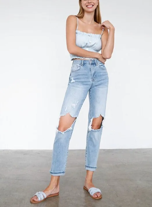 Carson High Waist Destroyed Knee Mom Jeans *limited*