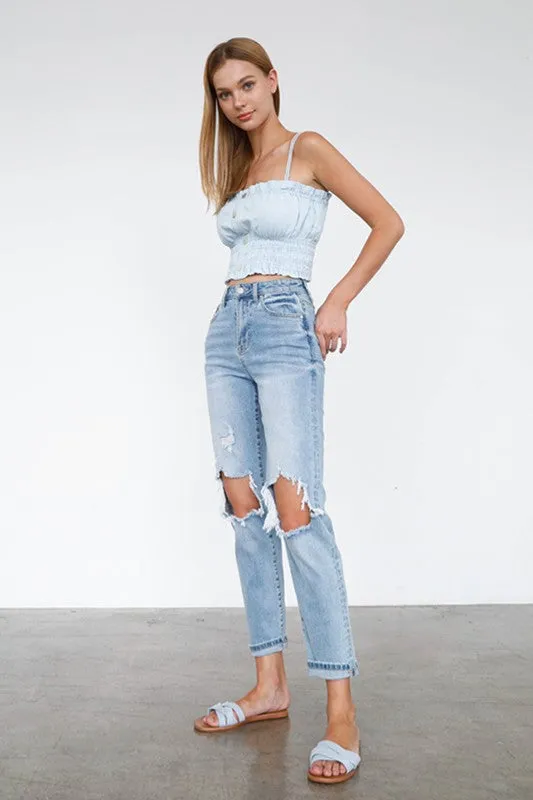 Carson High Waist Destroyed Knee Mom Jeans *limited*