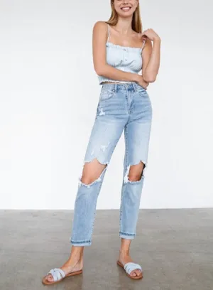 Carson High Waist Destroyed Knee Mom Jeans *limited*