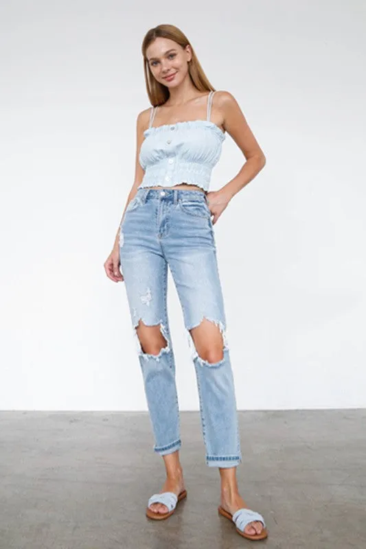Carson High Waist Destroyed Knee Mom Jeans *limited*