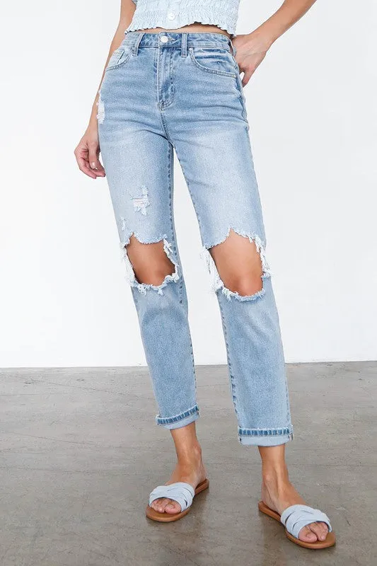 Carson High Waist Destroyed Knee Mom Jeans *limited*