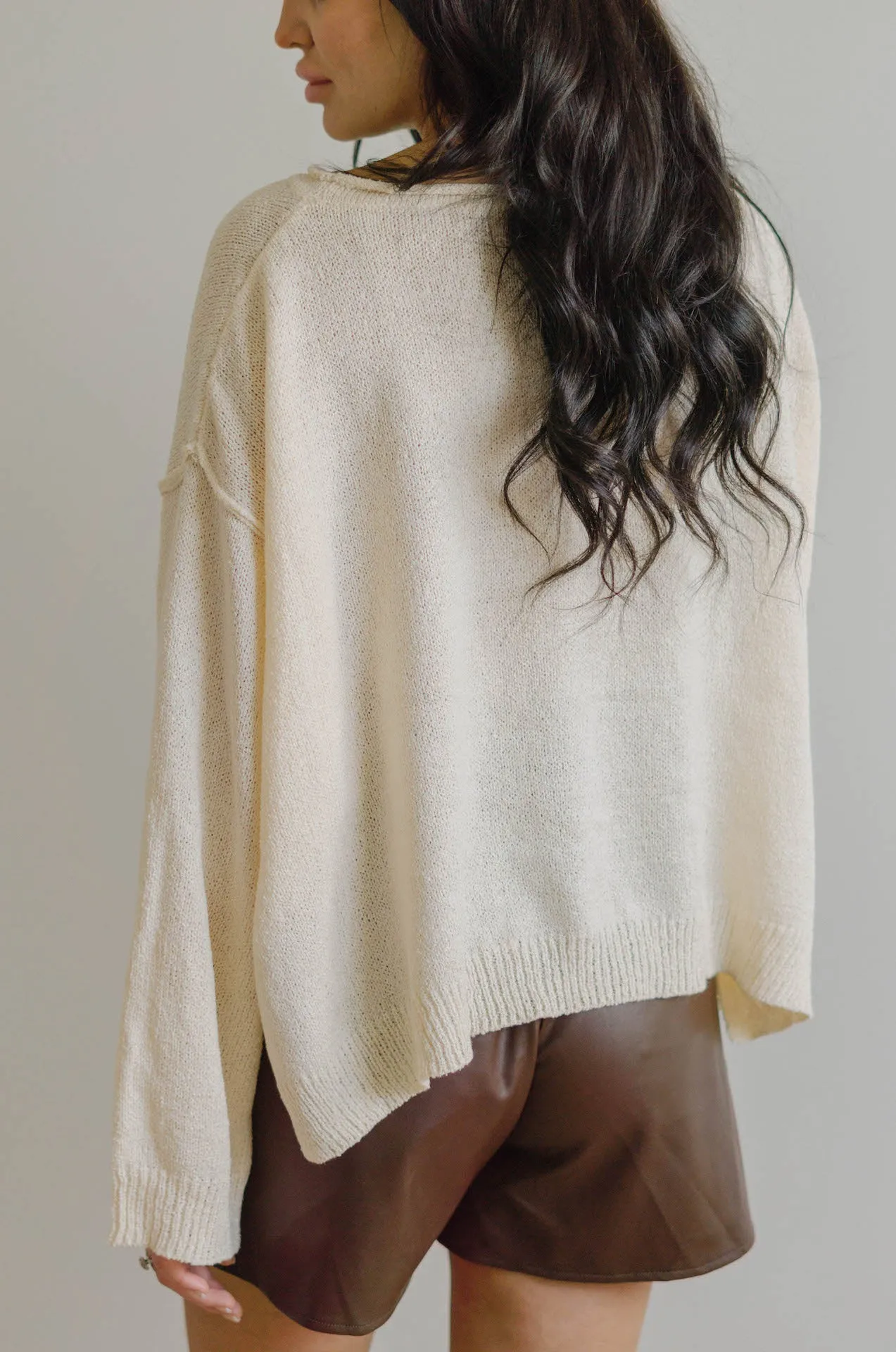 Claire Oversized Pullover Knit Sweater - Cream