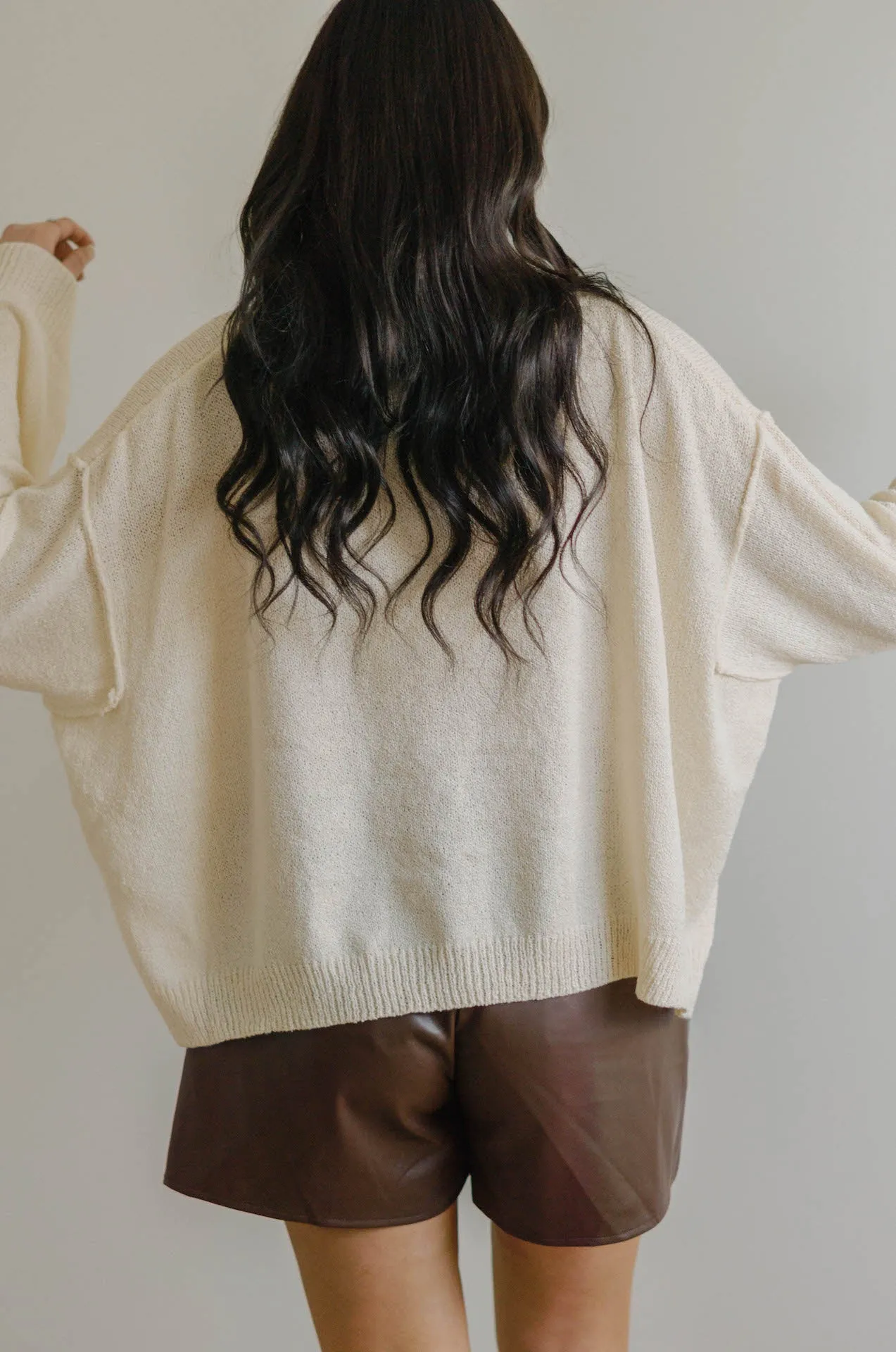 Claire Oversized Pullover Knit Sweater - Cream