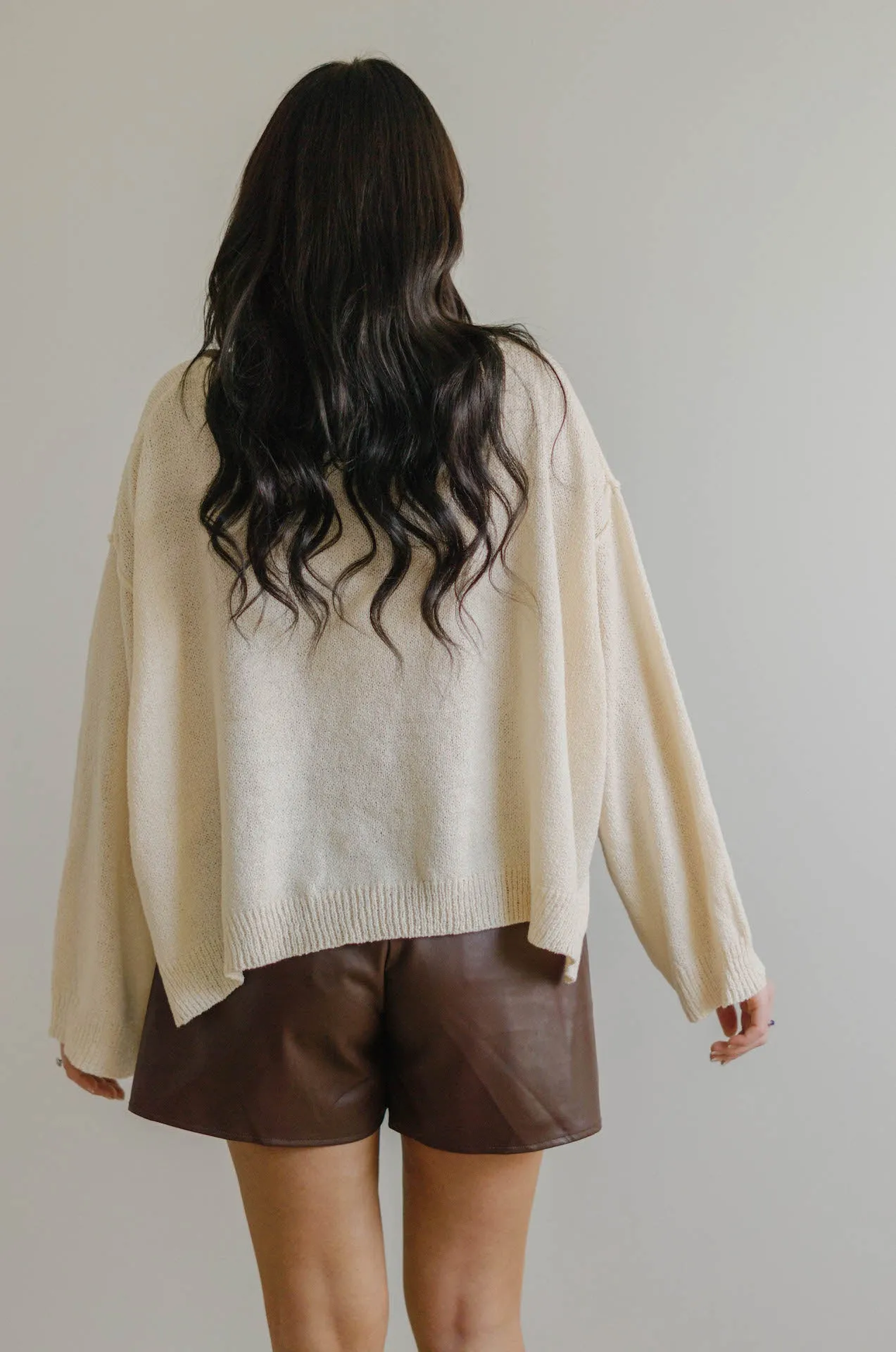 Claire Oversized Pullover Knit Sweater - Cream