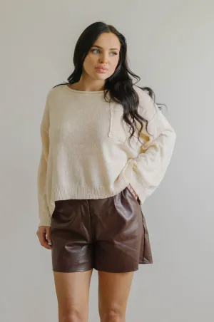 Claire Oversized Pullover Knit Sweater - Cream