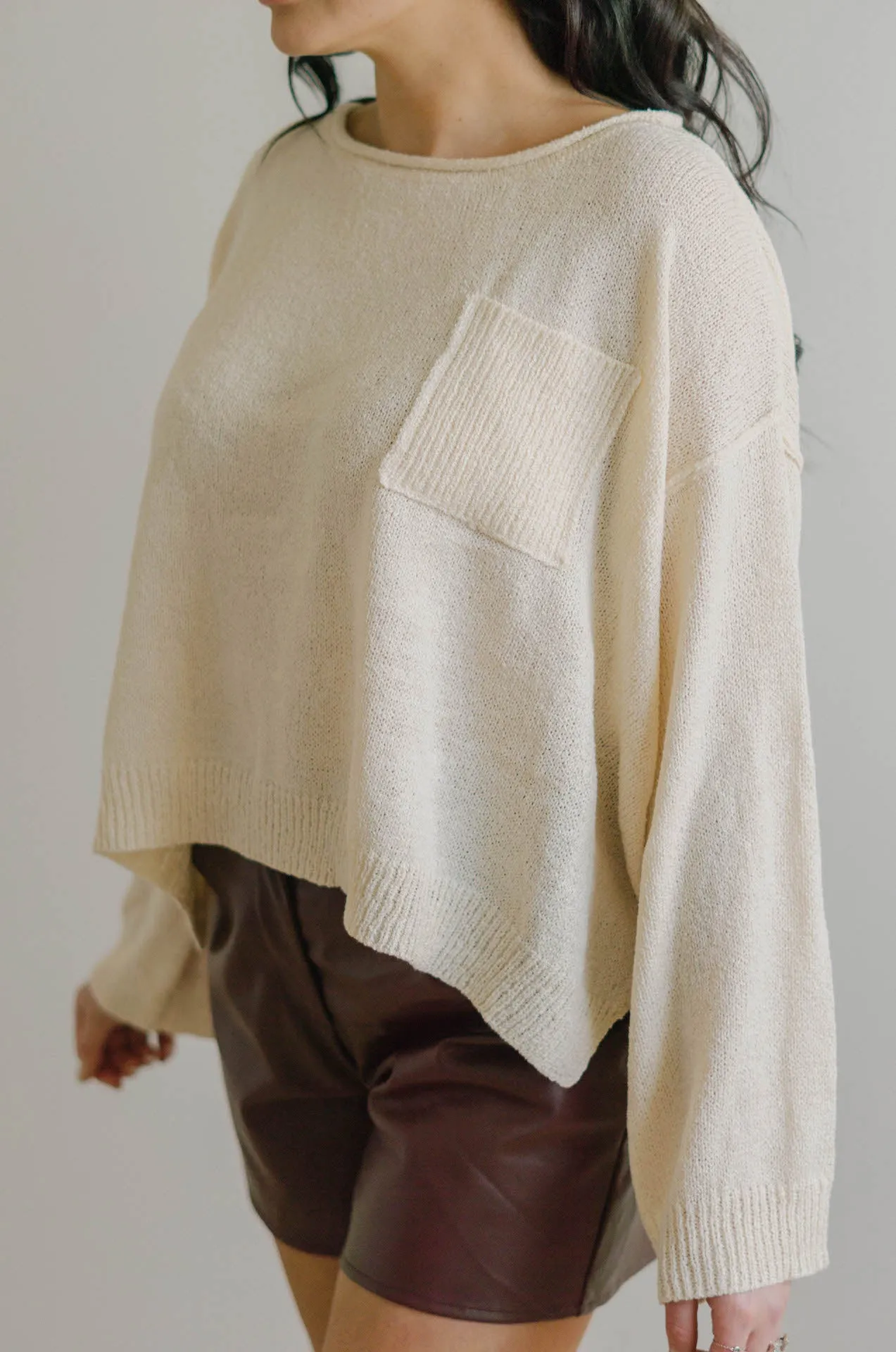 Claire Oversized Pullover Knit Sweater - Cream
