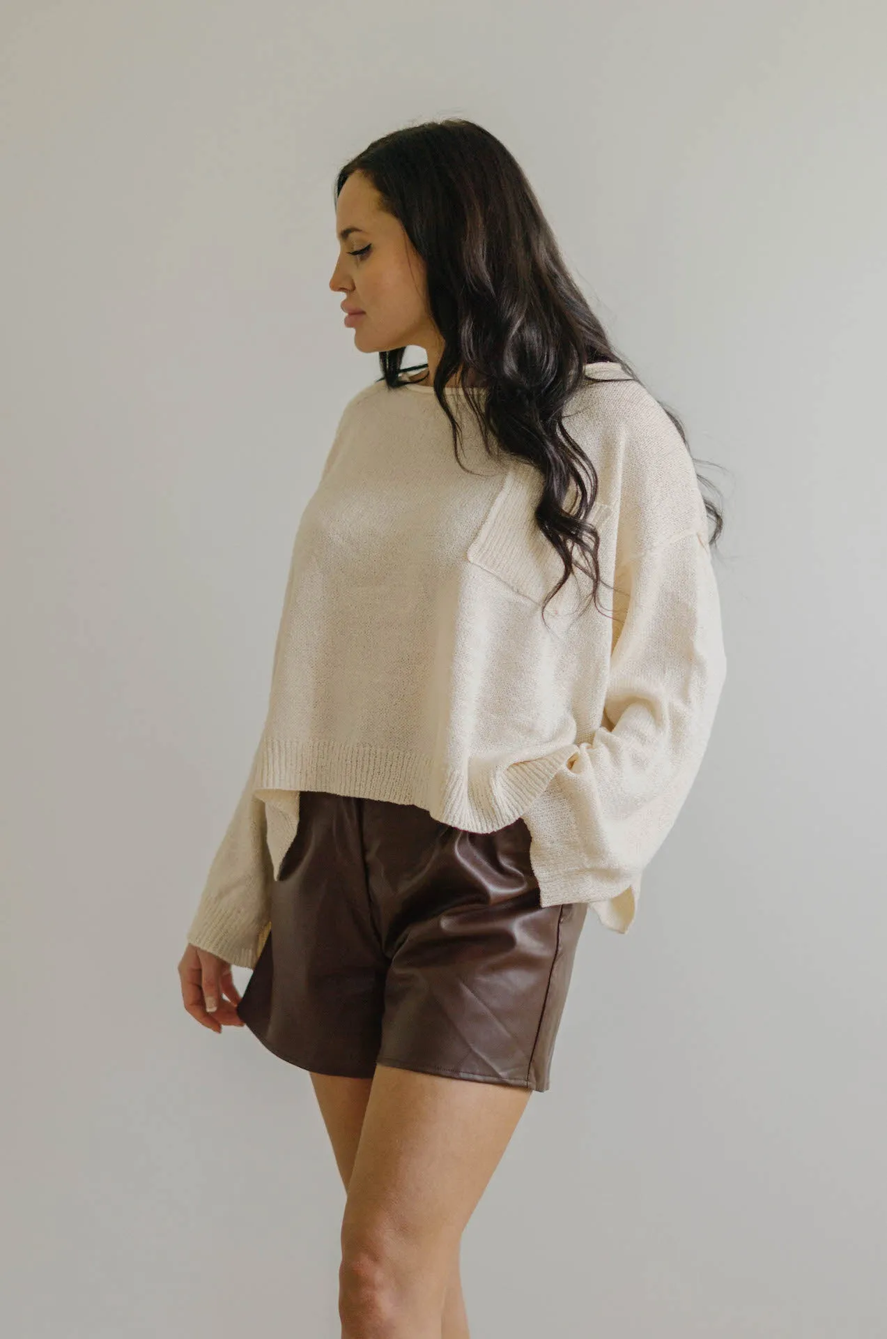 Claire Oversized Pullover Knit Sweater - Cream
