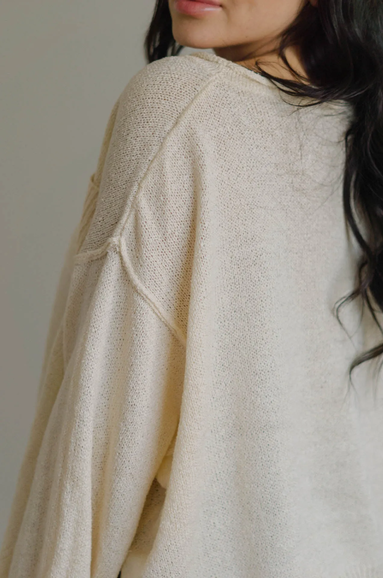 Claire Oversized Pullover Knit Sweater - Cream