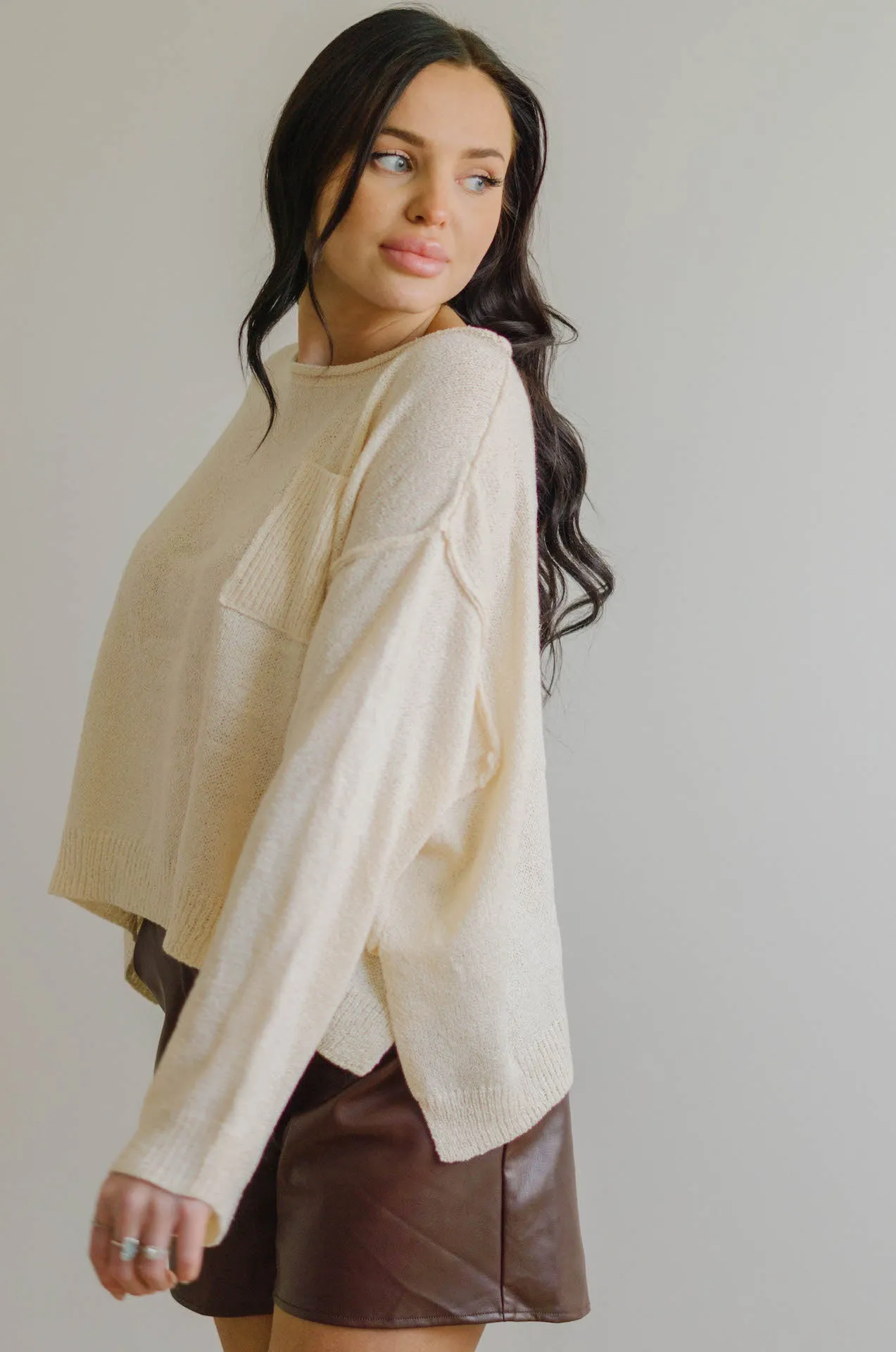 Claire Oversized Pullover Knit Sweater - Cream
