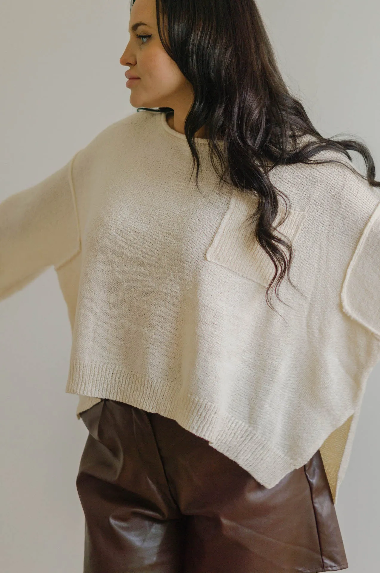 Claire Oversized Pullover Knit Sweater - Cream