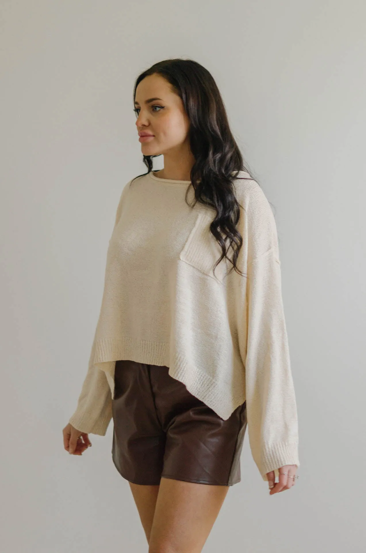 Claire Oversized Pullover Knit Sweater - Cream