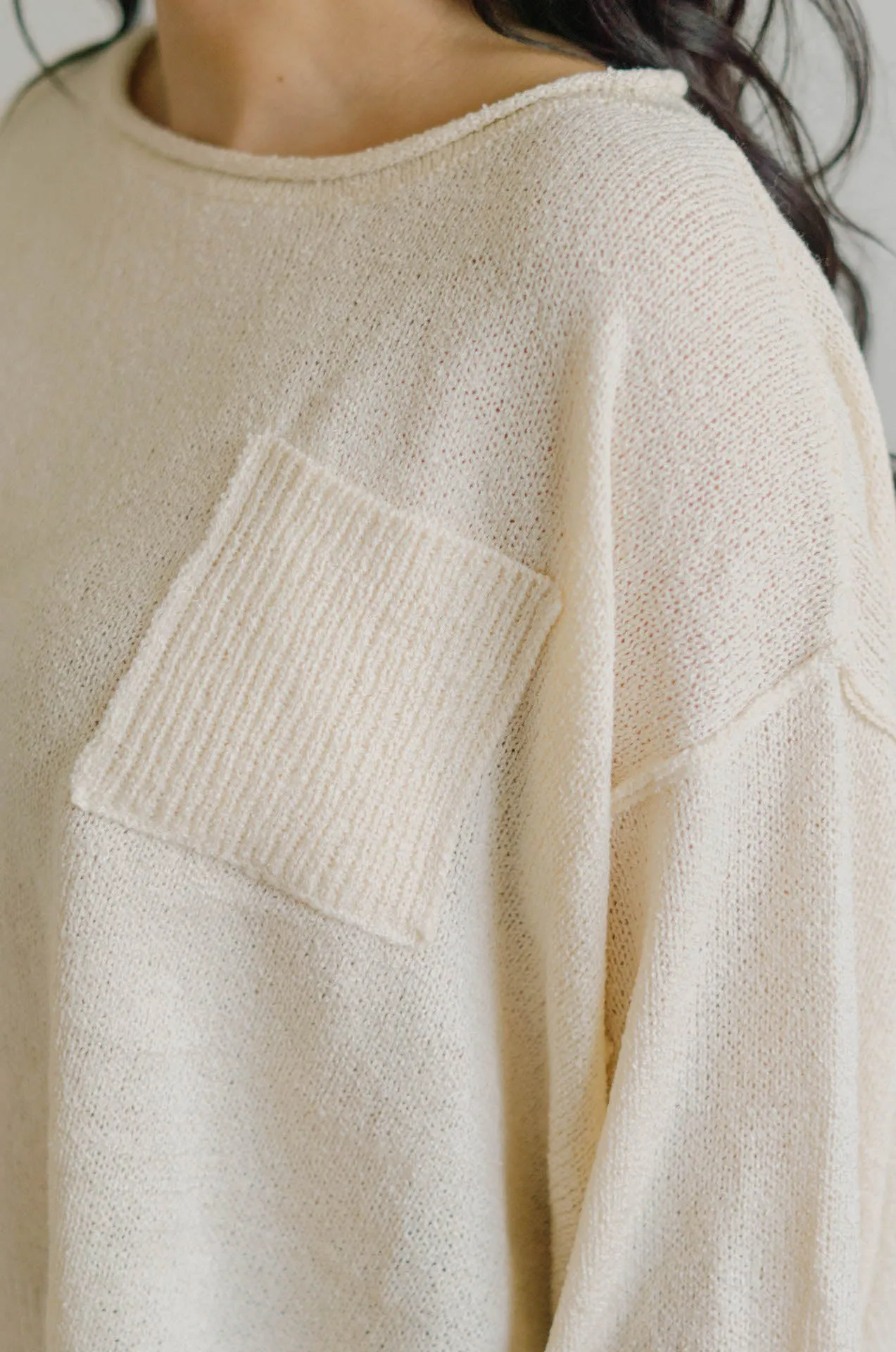Claire Oversized Pullover Knit Sweater - Cream