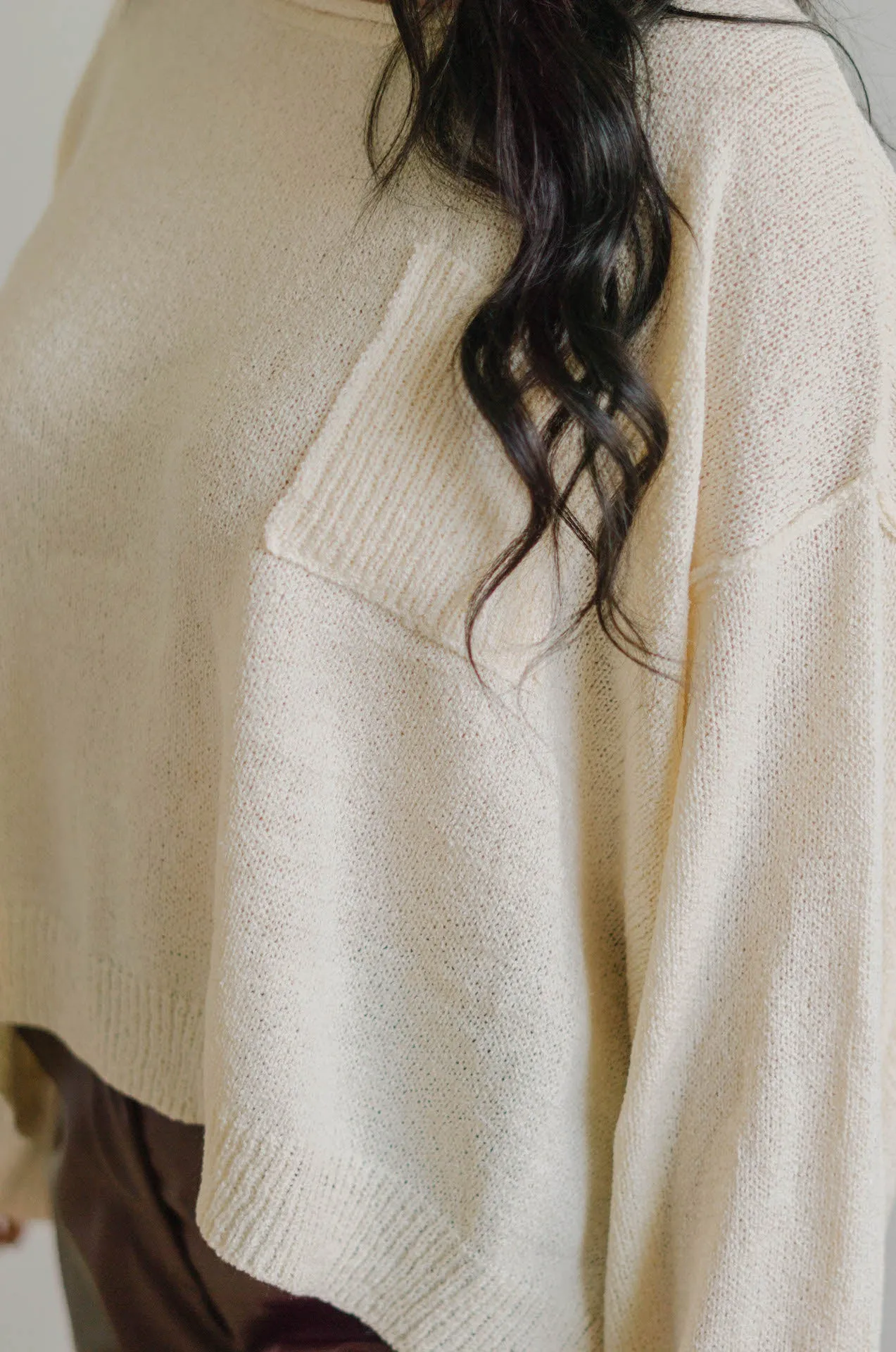 Claire Oversized Pullover Knit Sweater - Cream