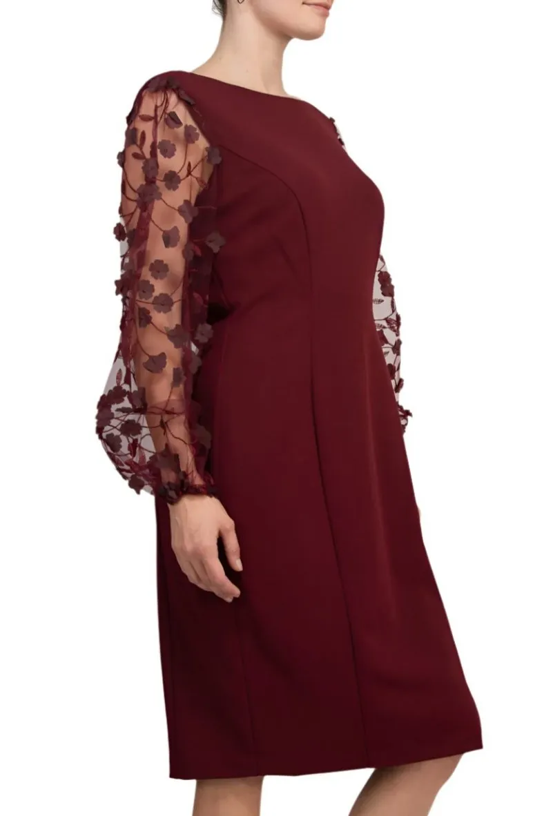 Connected Apparel Scuba Crepe 3D Sleeve Sheath Dress