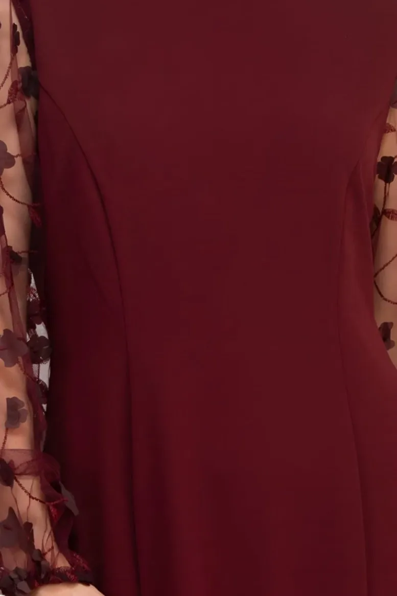 Connected Apparel Scuba Crepe 3D Sleeve Sheath Dress