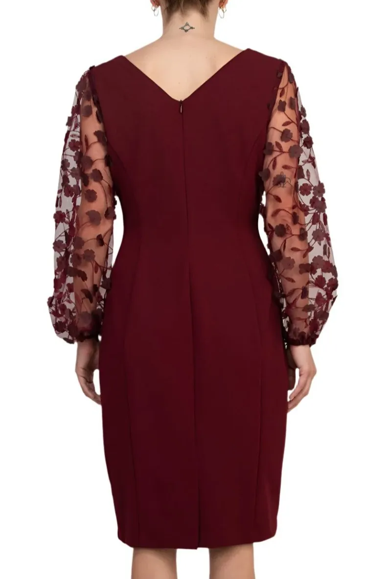 Connected Apparel Scuba Crepe 3D Sleeve Sheath Dress