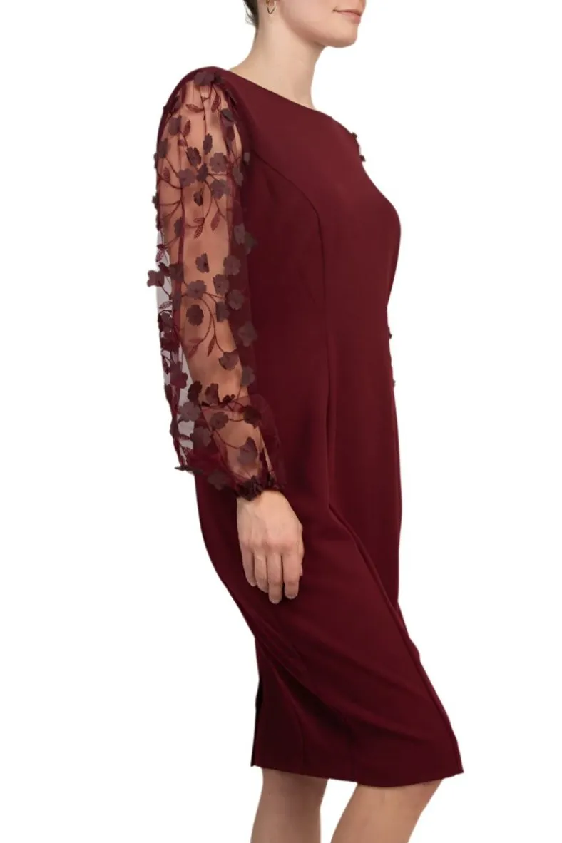Connected Apparel Scuba Crepe 3D Sleeve Sheath Dress