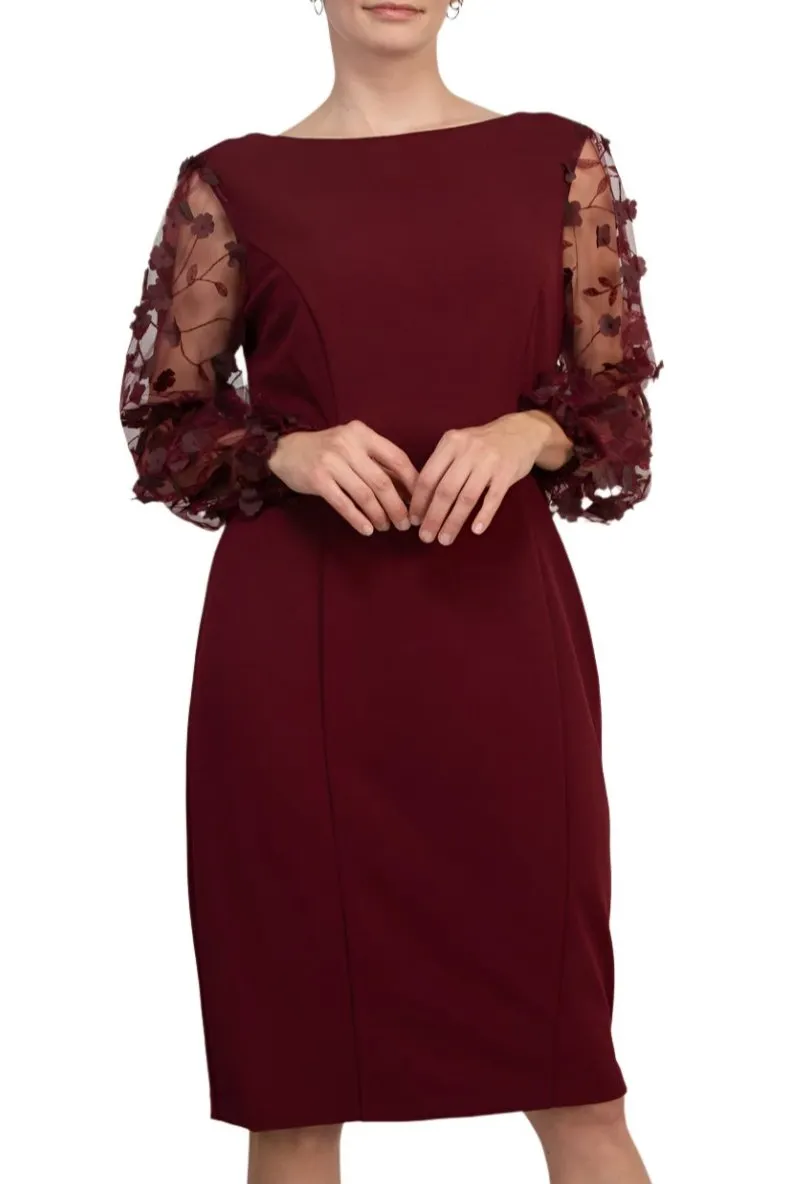 Connected Apparel Scuba Crepe 3D Sleeve Sheath Dress