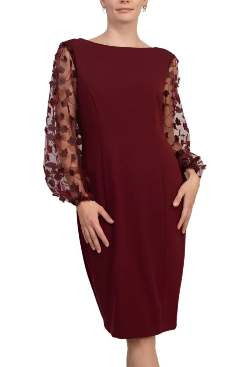 Connected Apparel Scuba Crepe 3D Sleeve Sheath Dress