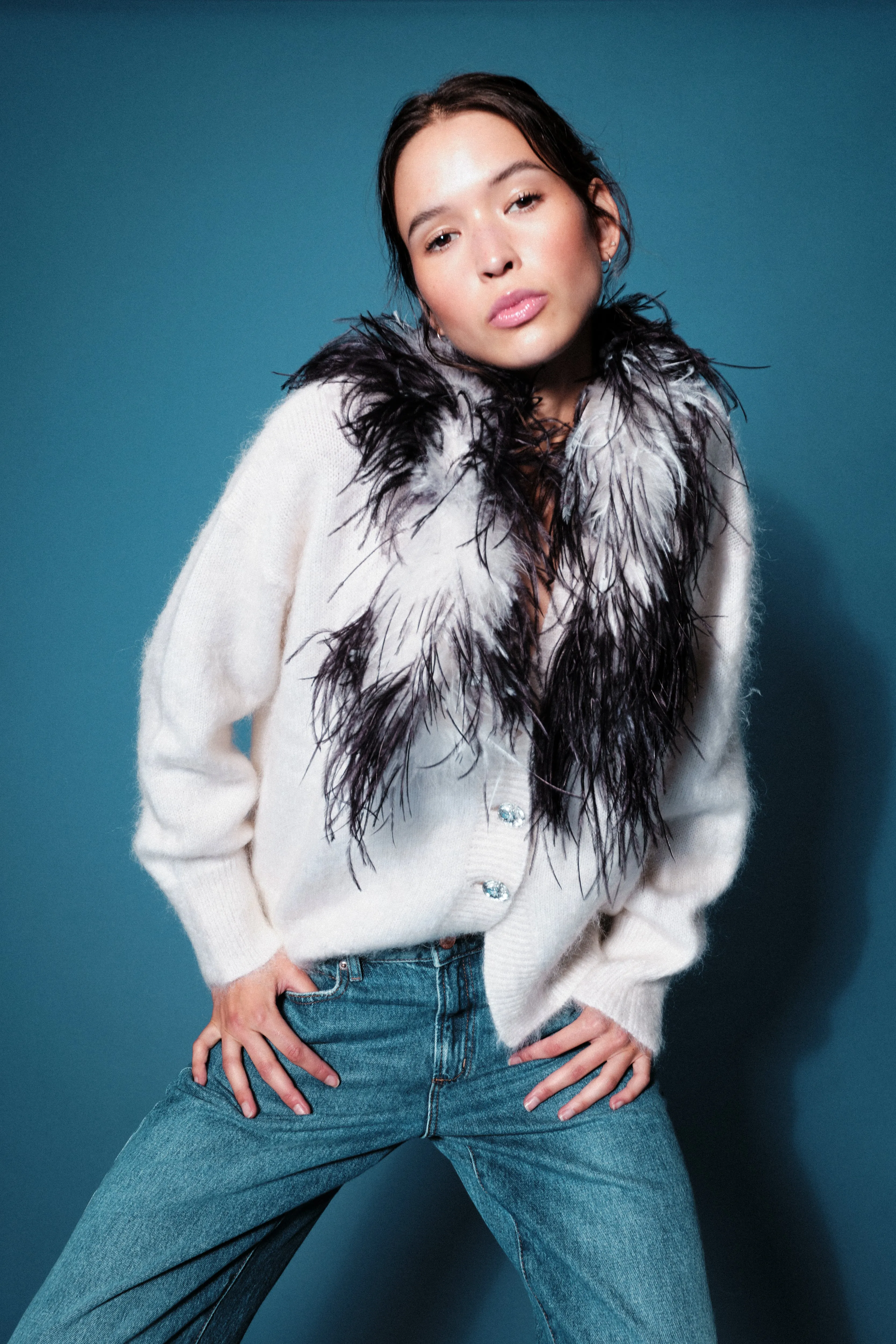 Cosmofeathers Cream Cardigan