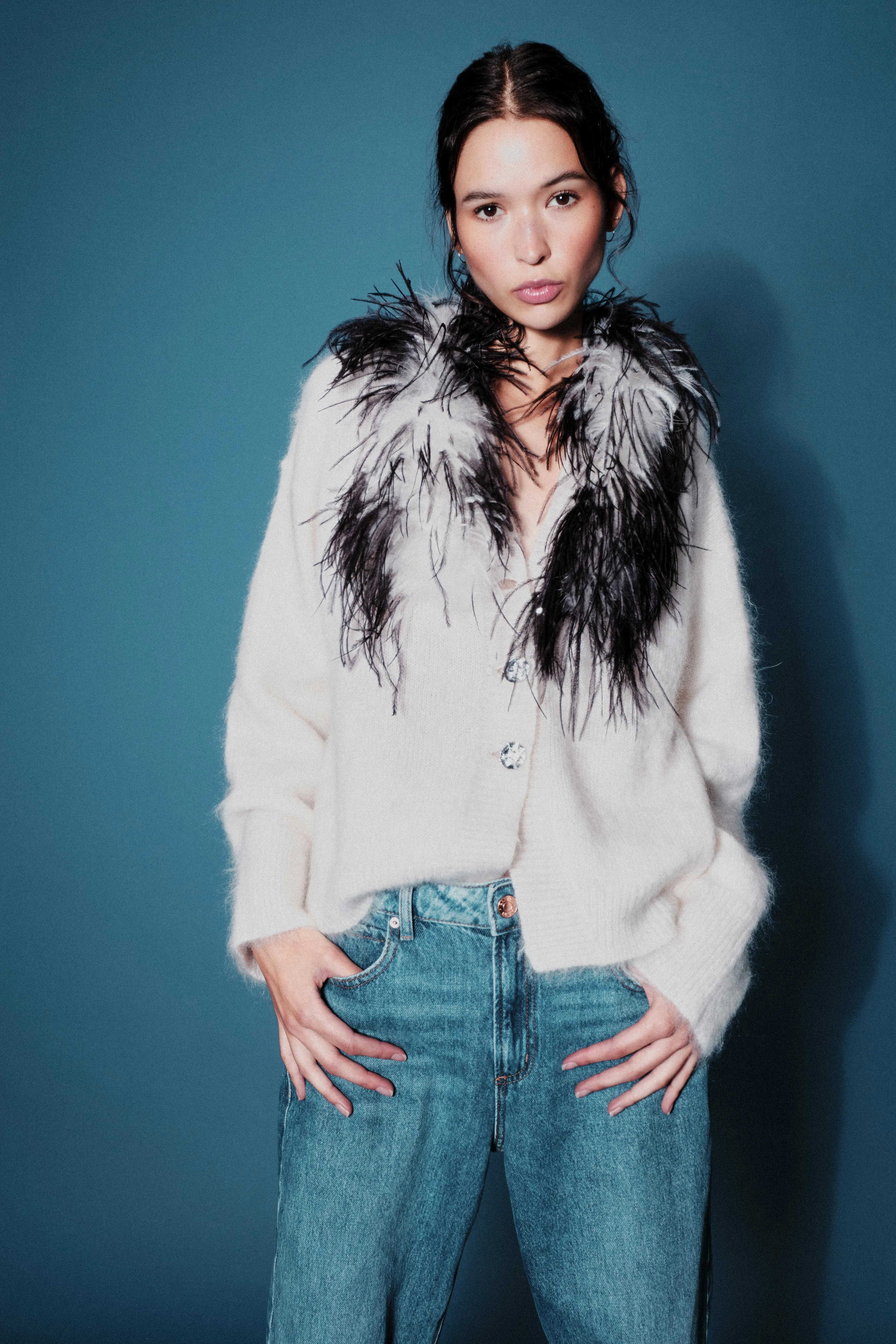 Cosmofeathers Cream Cardigan