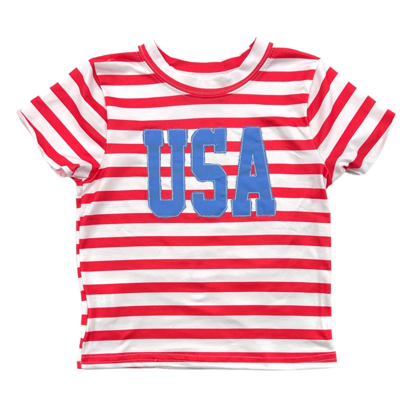 Crop Tee - Red Stripe USA