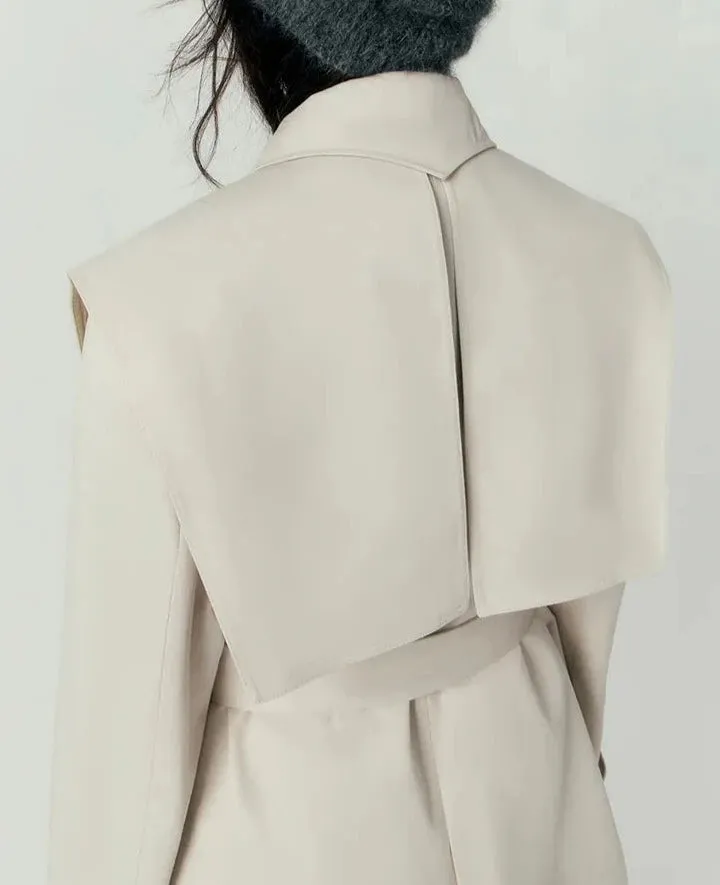 Detachable Collar Trench Long Coat