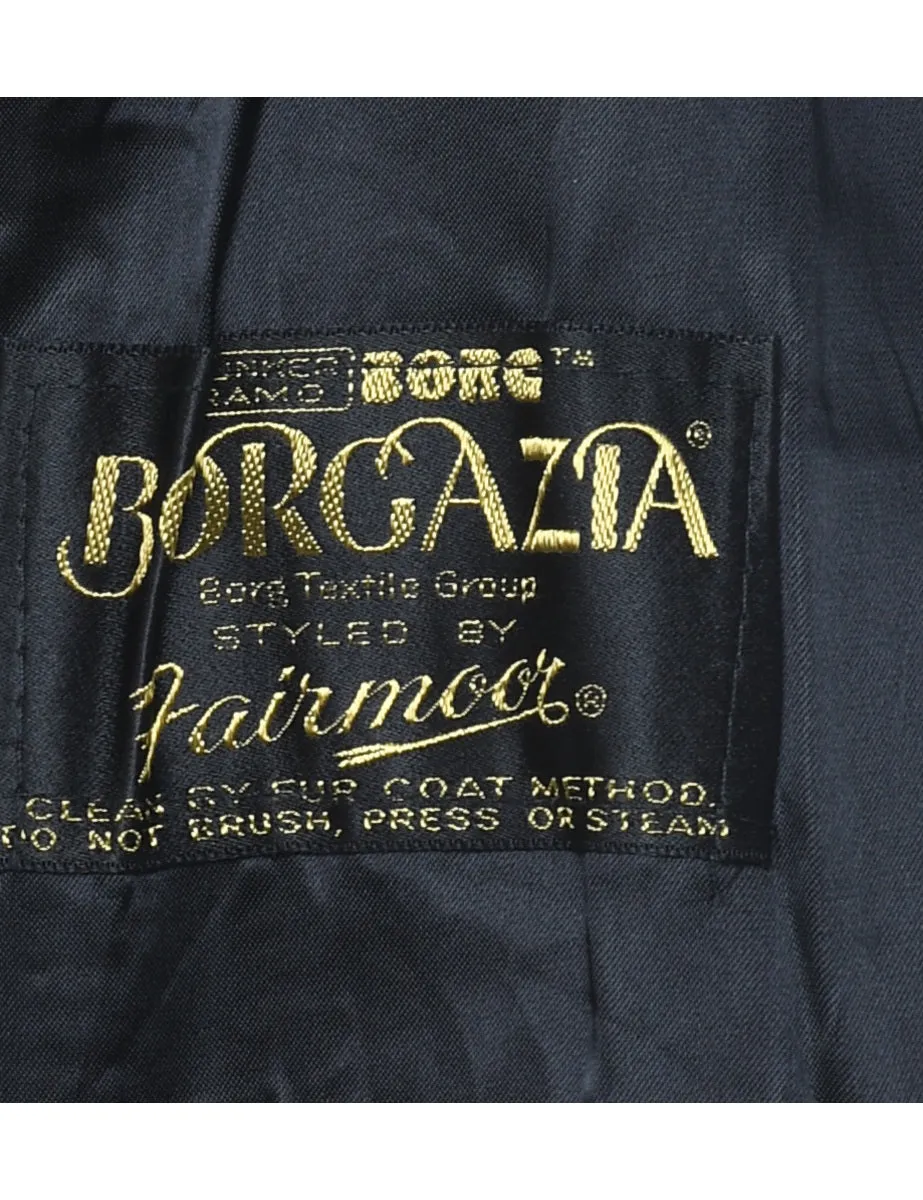 Double Breasted Black Borgazia Faux Fur Coat - L