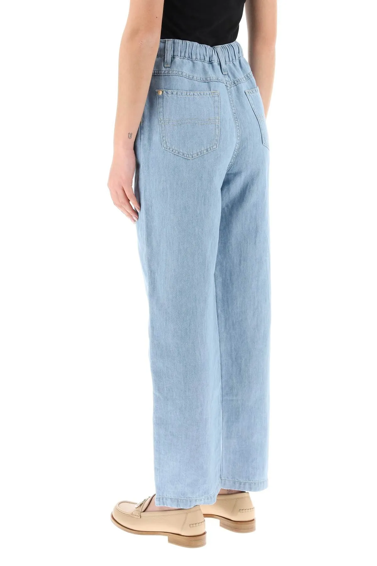 drawstring jeans in light denim