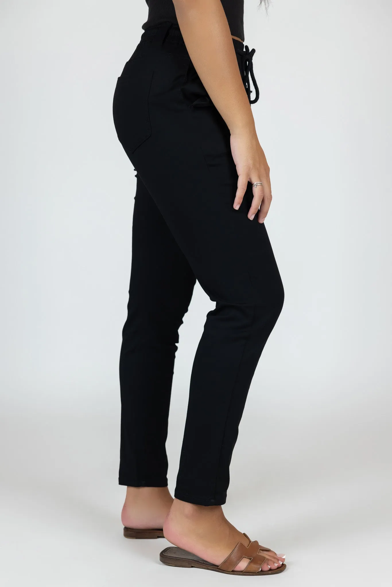 Drawstring Straight Leg Jeans