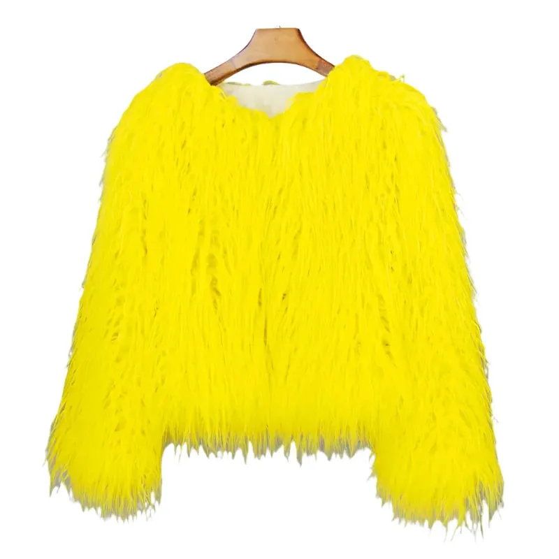 Elegant Pink Faux Fur Coat – Women's Thick, Warm, Fashionable Winter Jacket for Autumn