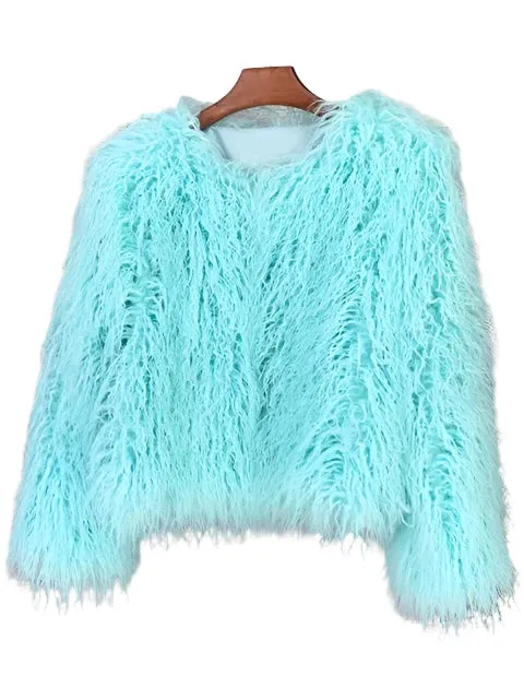 Elegant Pink Faux Fur Coat – Women's Thick, Warm, Fashionable Winter Jacket for Autumn
