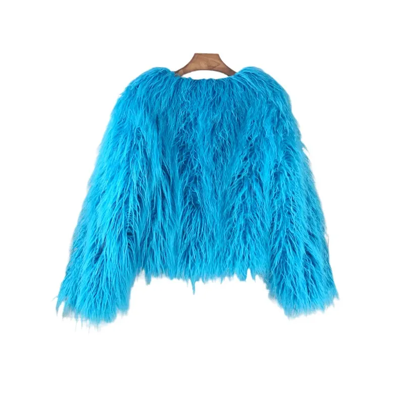 Elegant Pink Faux Fur Coat – Women's Thick, Warm, Fashionable Winter Jacket for Autumn