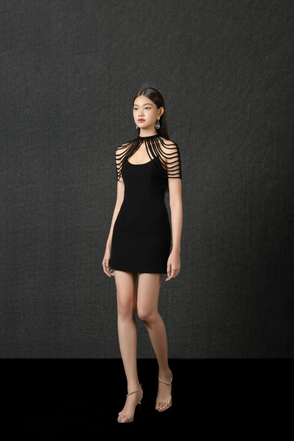 Elodie Sheath High Neck Polycotton Mini Dress