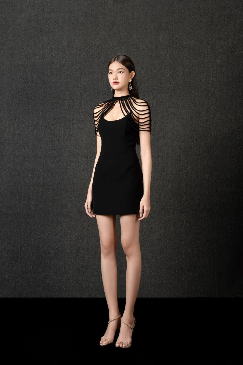 Elodie Sheath High Neck Polycotton Mini Dress