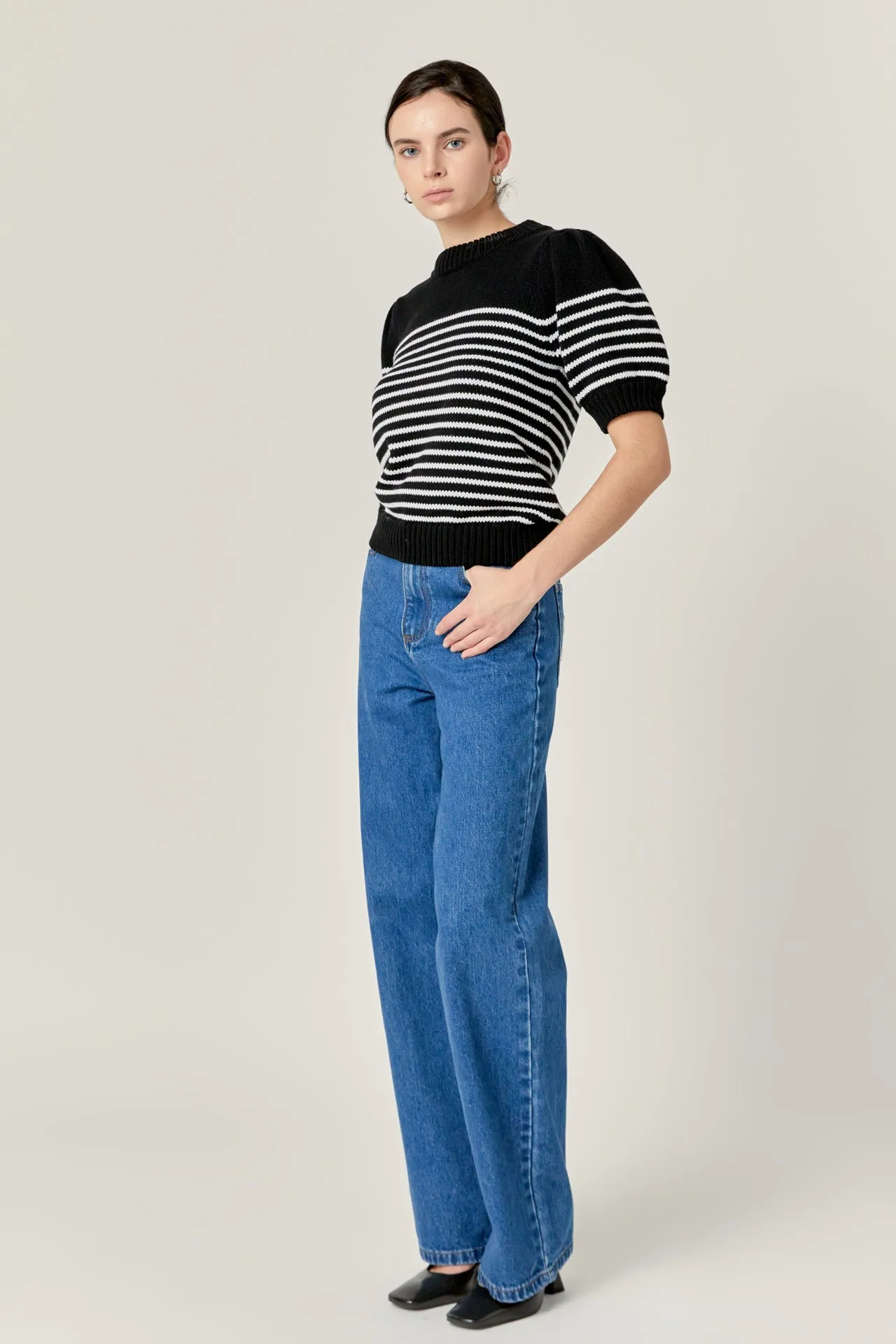 Embroidered Bow Denim